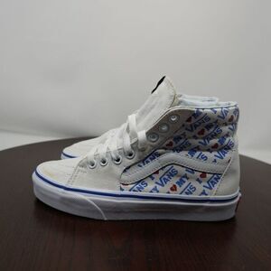 Vans I Love My Vans Shoes Women's White Blue Canvas Skateboard High Top Sneakers